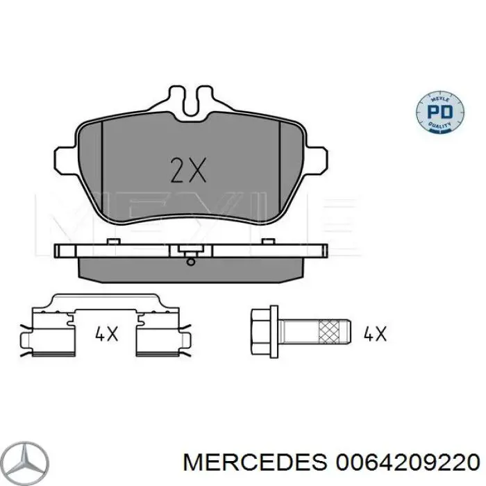 Колодки гальмові задні, дискові 0064209220 Mercedes