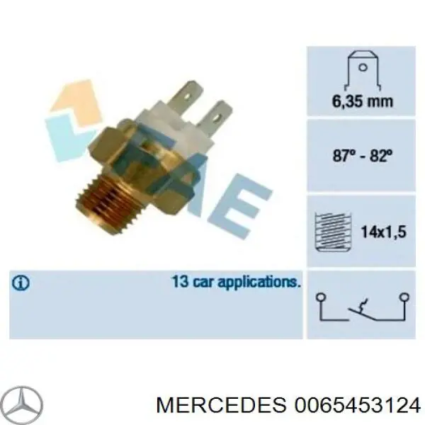 Датчик включення вентилятора A0065453124 Mercedes
