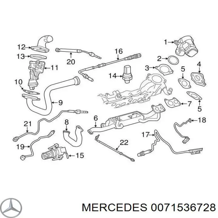 0071536728 Mercedes датчик температури відпрацьованих газів (вг, до каталізатора)