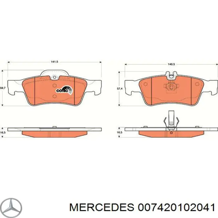 007420102041 Mercedes колодки гальмові задні, дискові