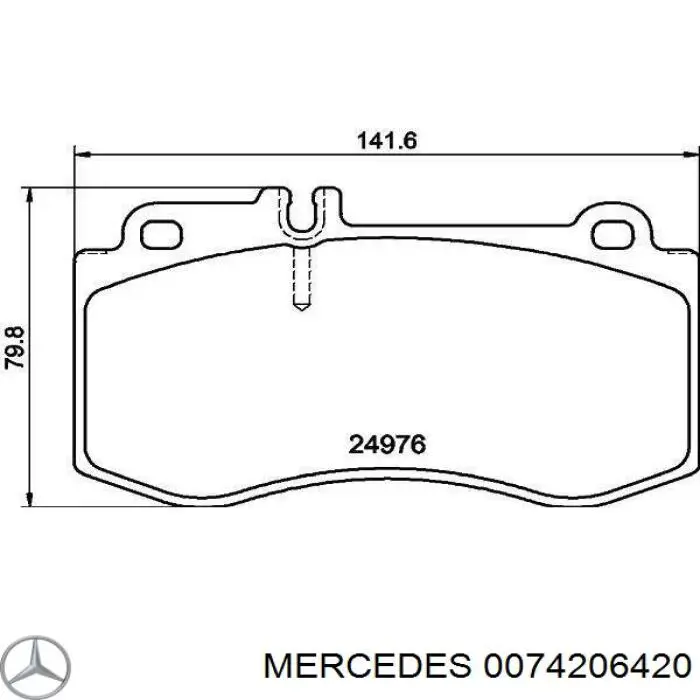 0074206420 Mercedes колодки гальмівні передні, дискові