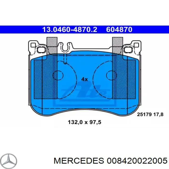 Колодки гальмівні передні, дискові 008420022005 Mercedes