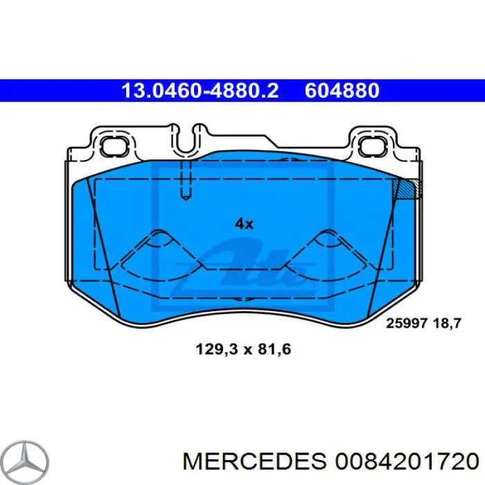 0084201720 Mercedes колодки гальмівні передні, дискові