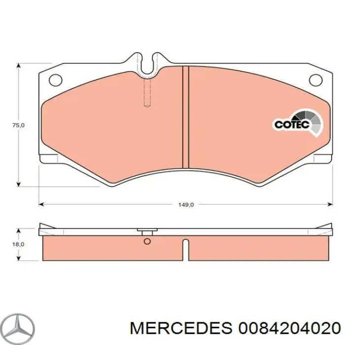 0084204020 Mercedes колодки гальмівні передні, дискові