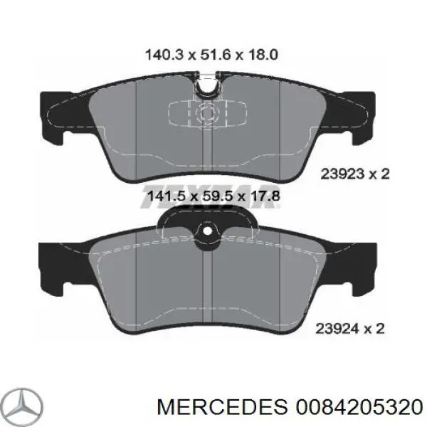 0084205320 Mercedes колодки гальмові задні, дискові
