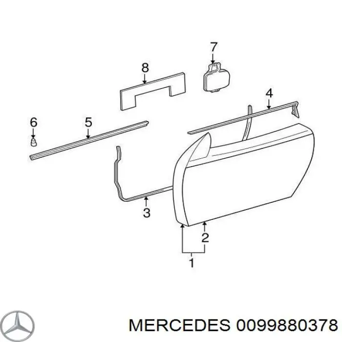 0099880378 Mercedes кліпса (пістон кріплення молдинга двері)