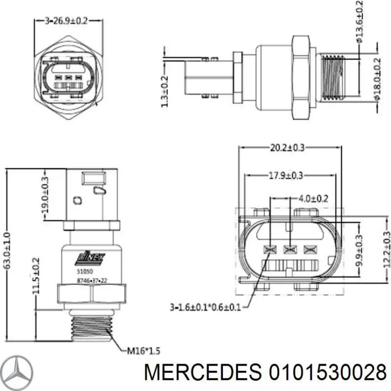 A0101530028 Mercedes Датчик тиску вихлопних газів