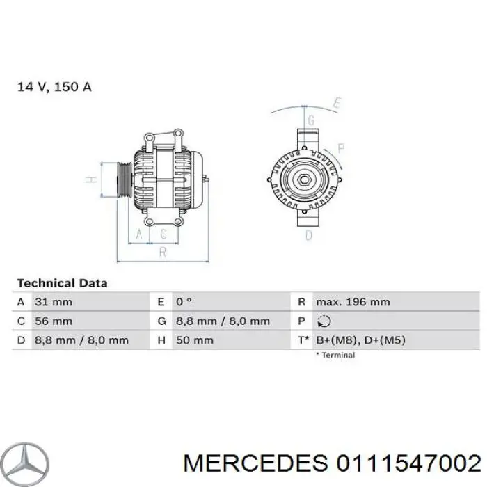 0111547002 Mercedes генератор