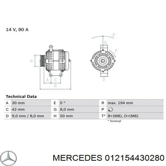 Генератор 012154430280 Mercedes