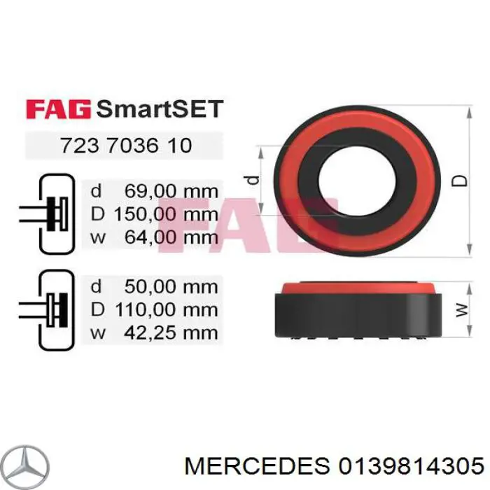 Підшипник маточини Mercedes A0139814305