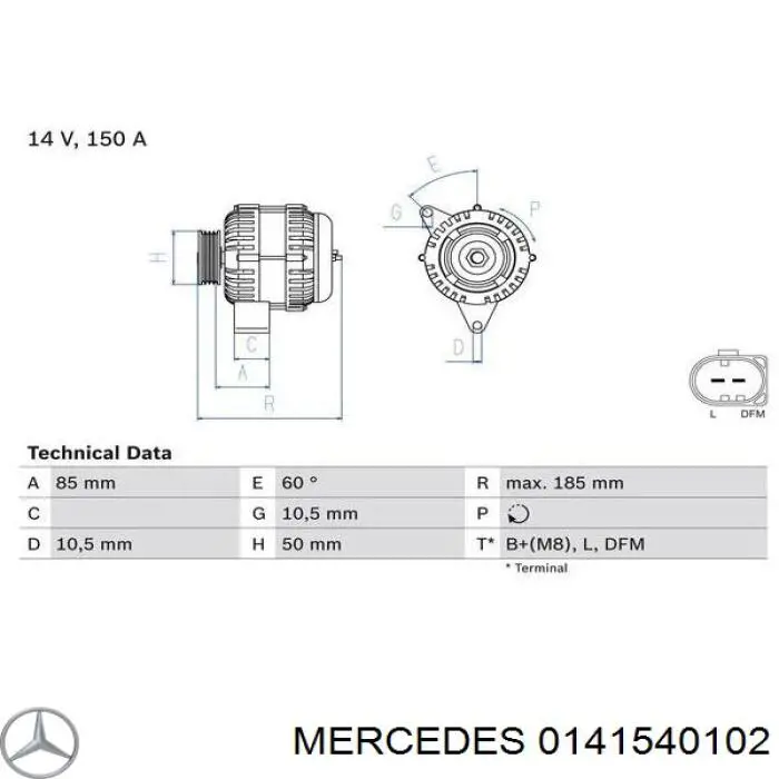 0141540102 Mercedes генератор