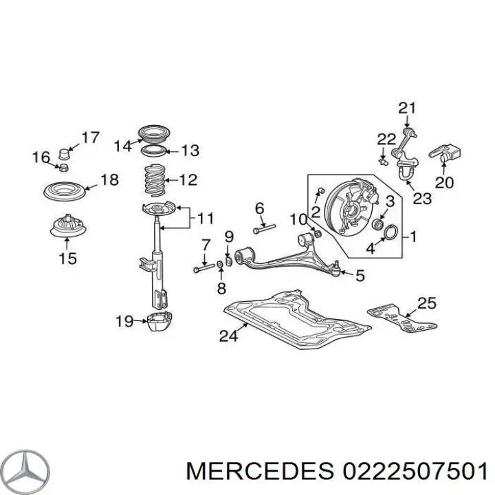 Купити A0222507501 Mercedes Комплект зчеплення (диск, корзина, підшипник)