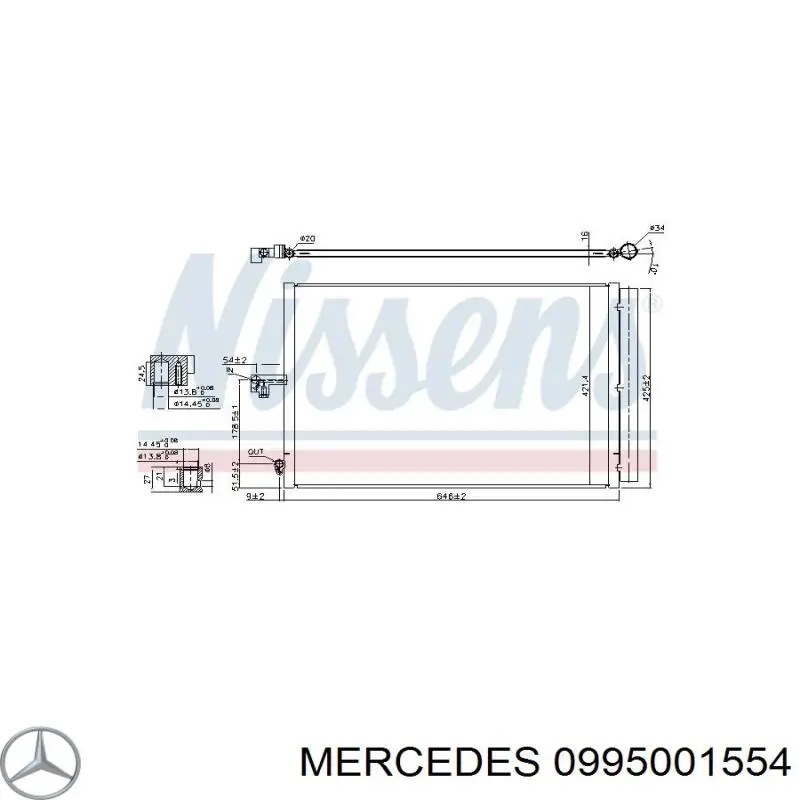 Купити A0995001554 Mercedes Радіатор системи охолодження кондиціонера