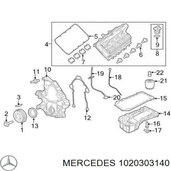 Купити A1020302640 Mercedes Вкладиші колінвала, корінні, комплект, 1-й ремонт (+0,25)