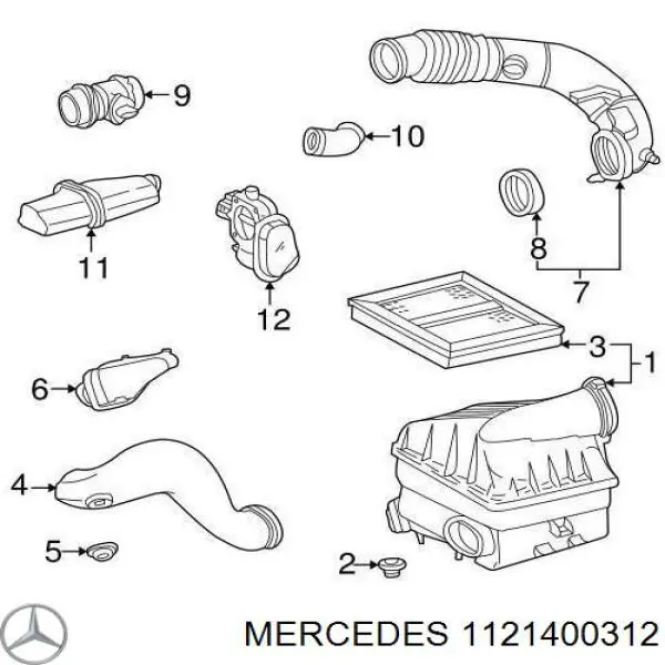 Патрубок витратоміра повітря на Mercedes E-Class (S210)