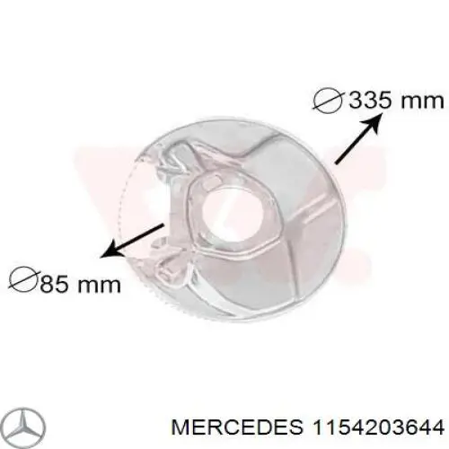 Захист гальмівного диска заднього, правого 1154203644 Mercedes