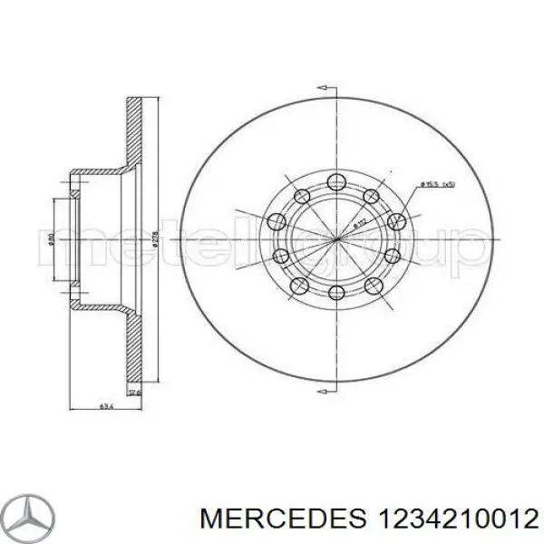 Диск гальмівний передній 1234210012 Mercedes