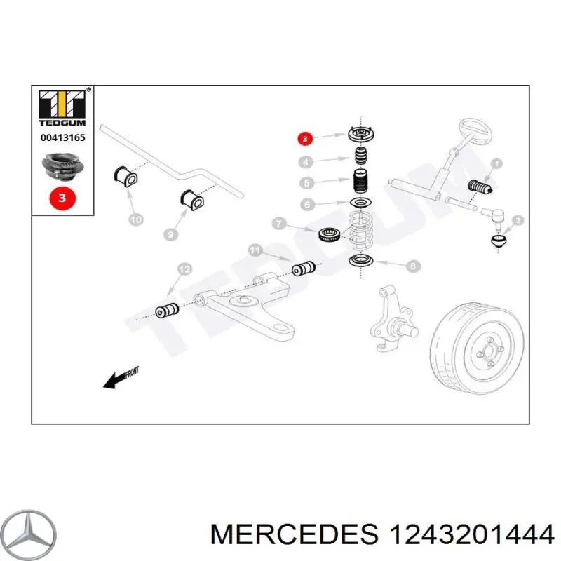 Опора амортизатора переднього 1243201444 Mercedes