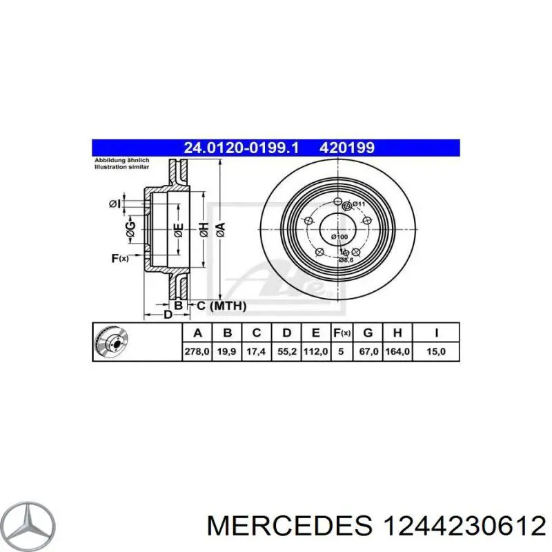 1244230612 Mercedes диск гальмівний задній