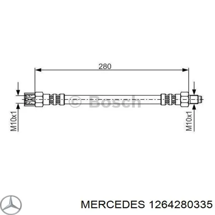 Шланг гальмівний задній 1264280335 Mercedes