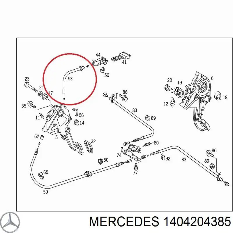 Трос стоянкового гальма передній Mercedes A1404204385 ціна, від 11.11 USD