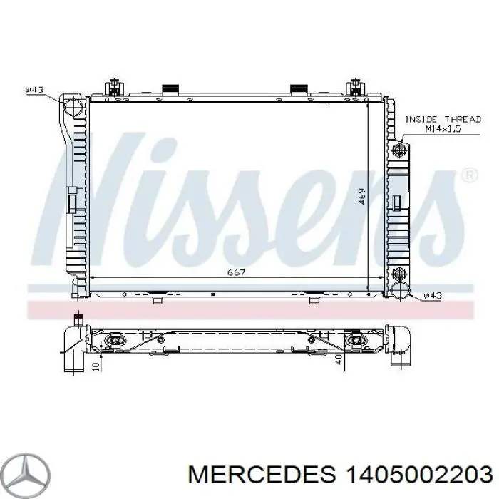 1405002203 Mercedes радіатор охолодження двигуна