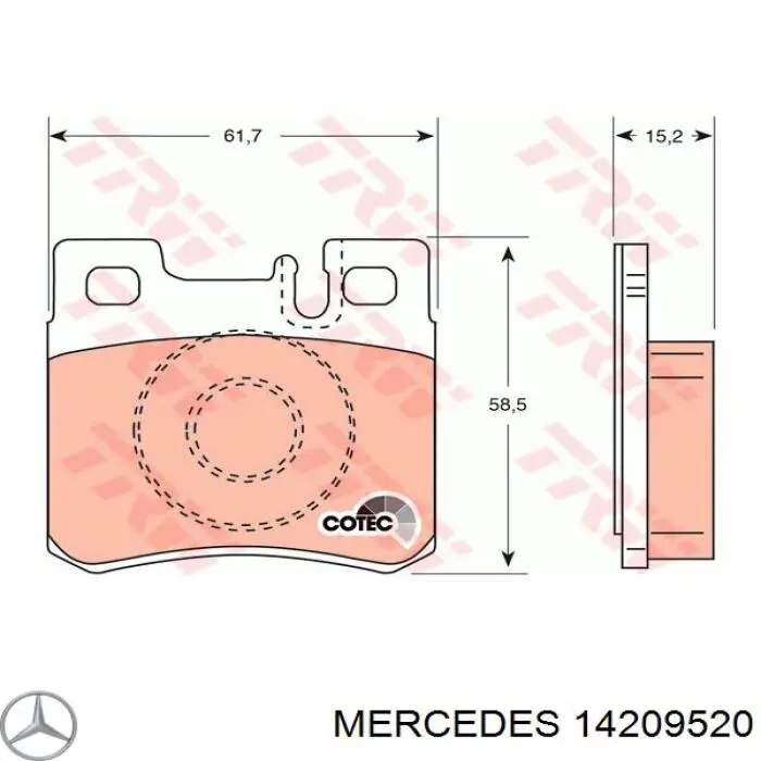 14209520 Mercedes колодки гальмові задні, дискові