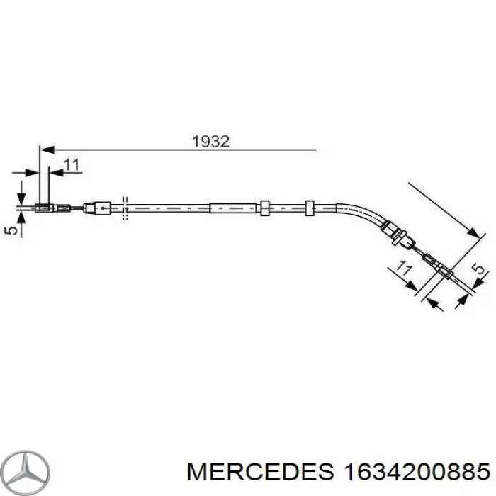 Трос стоянкового гальма задній правий Mercedes A501210311C ціна, від 20.70 USD