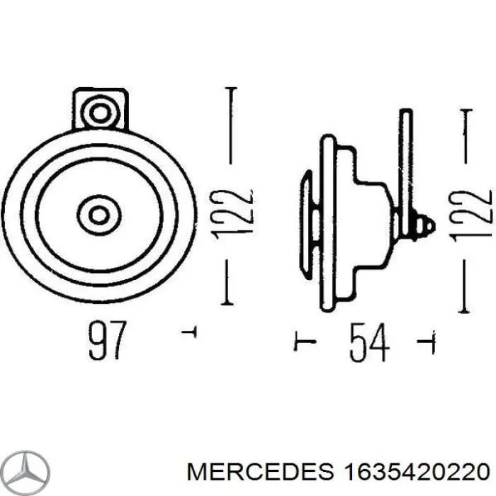 Сигнал звукової, клаксон Mercedes A1635420220 ціна, від 15.20 USD