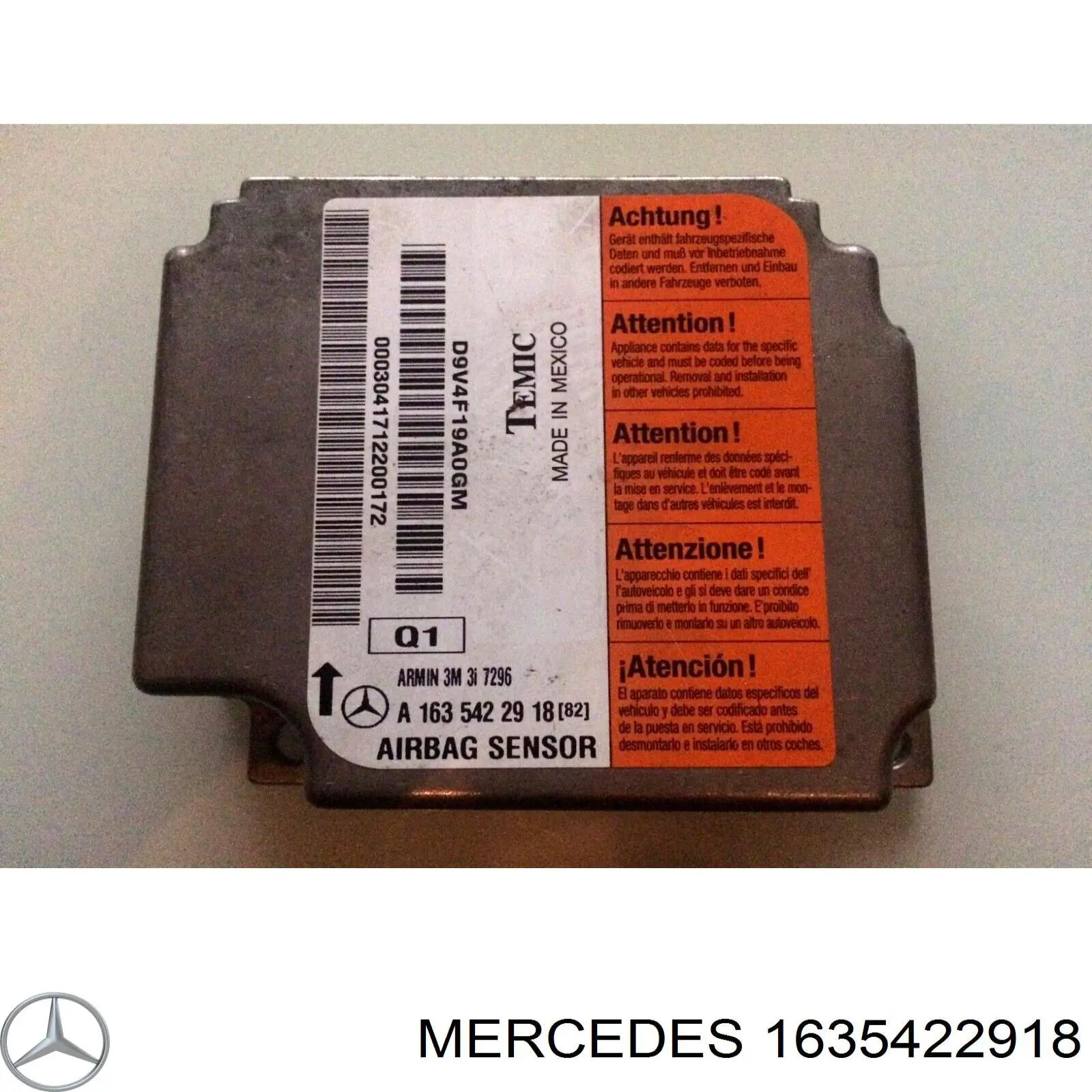 Купити A16368038875 Mercedes Модуль-процесор керування подушки безпеки