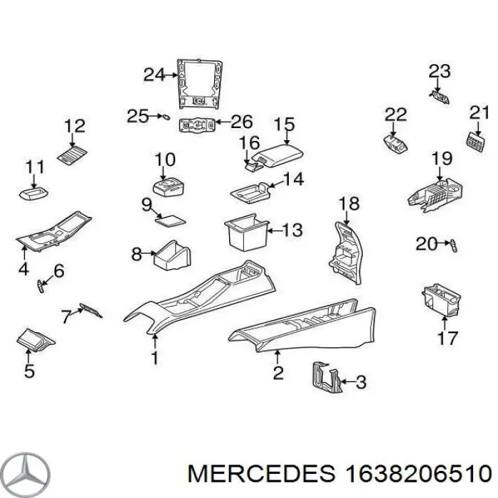 A1638206510 Mercedes Кнопковий блок управління склопідіймачами центральної консолі