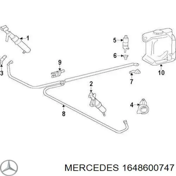 1648600747 Mercedes тримач форсунки омивача фари, підйомний циліндр
