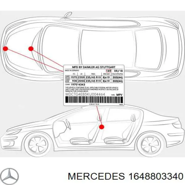 A1648803340 Mercedes Бампер передній в зборі