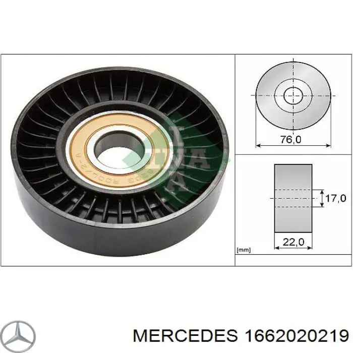 Ролик натягувача приводного ременя 1662020219 Mercedes