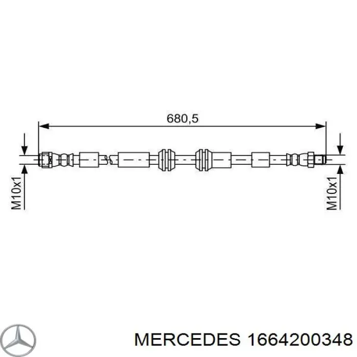 166420034864 Mercedes шланг гальмівний передній