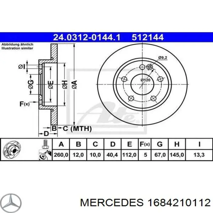 1684210112 Mercedes диск гальмівний передній