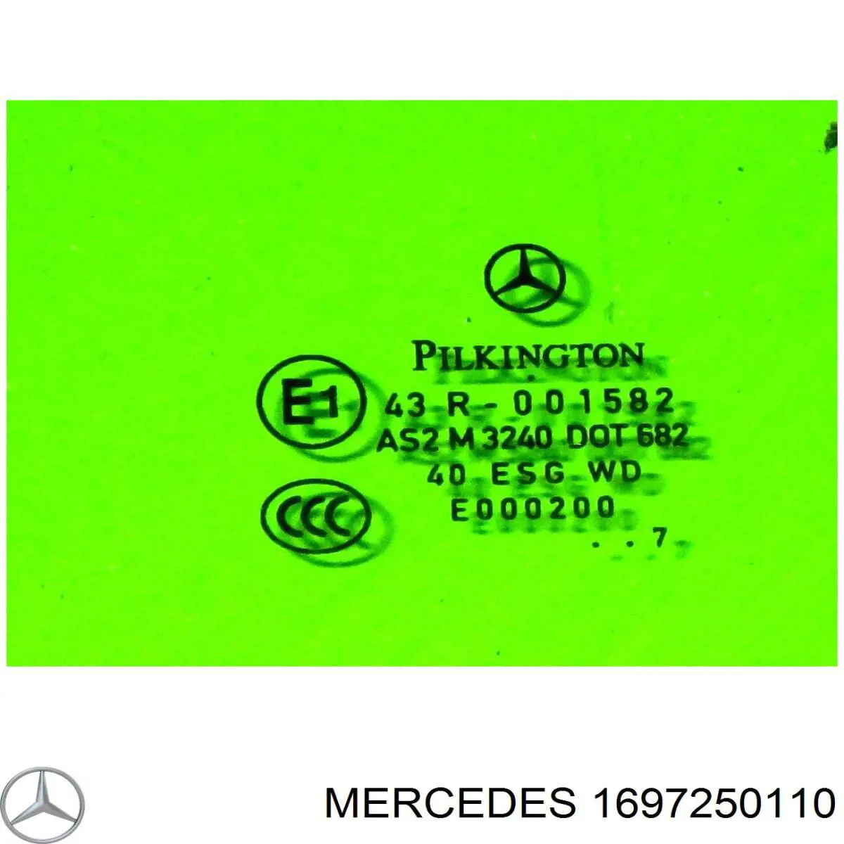 Скло передніх дверей, лівою A1697250110 Mercedes
