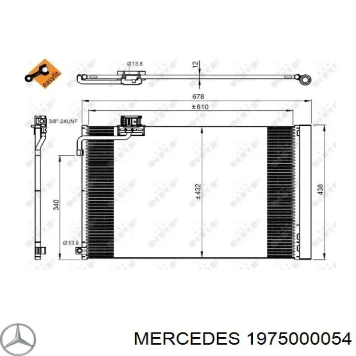 Купити A1975000054 Mercedes Радіатор системи охолодження кондиціонера