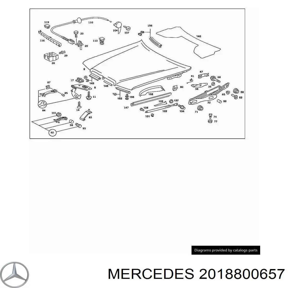 Капот Mercedes A2018800657 ціна, від 244.22 USD
