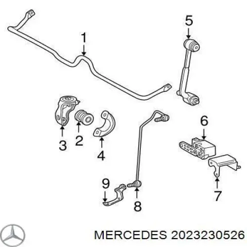 Хомут кріплення втулки стабілізатора, заднього Mercedes A2023230526 ціна, від 2.53 USD