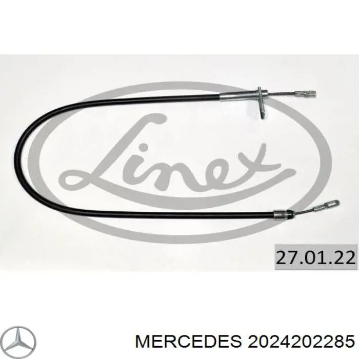 2024202285 Mercedes трос ручного гальма задній, лівий