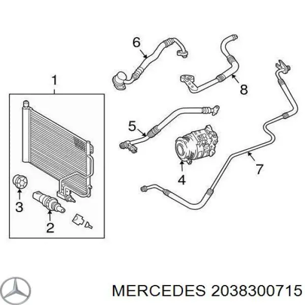 Шланг кондиціонера, від осушувача до випарника 2038300715 Mercedes