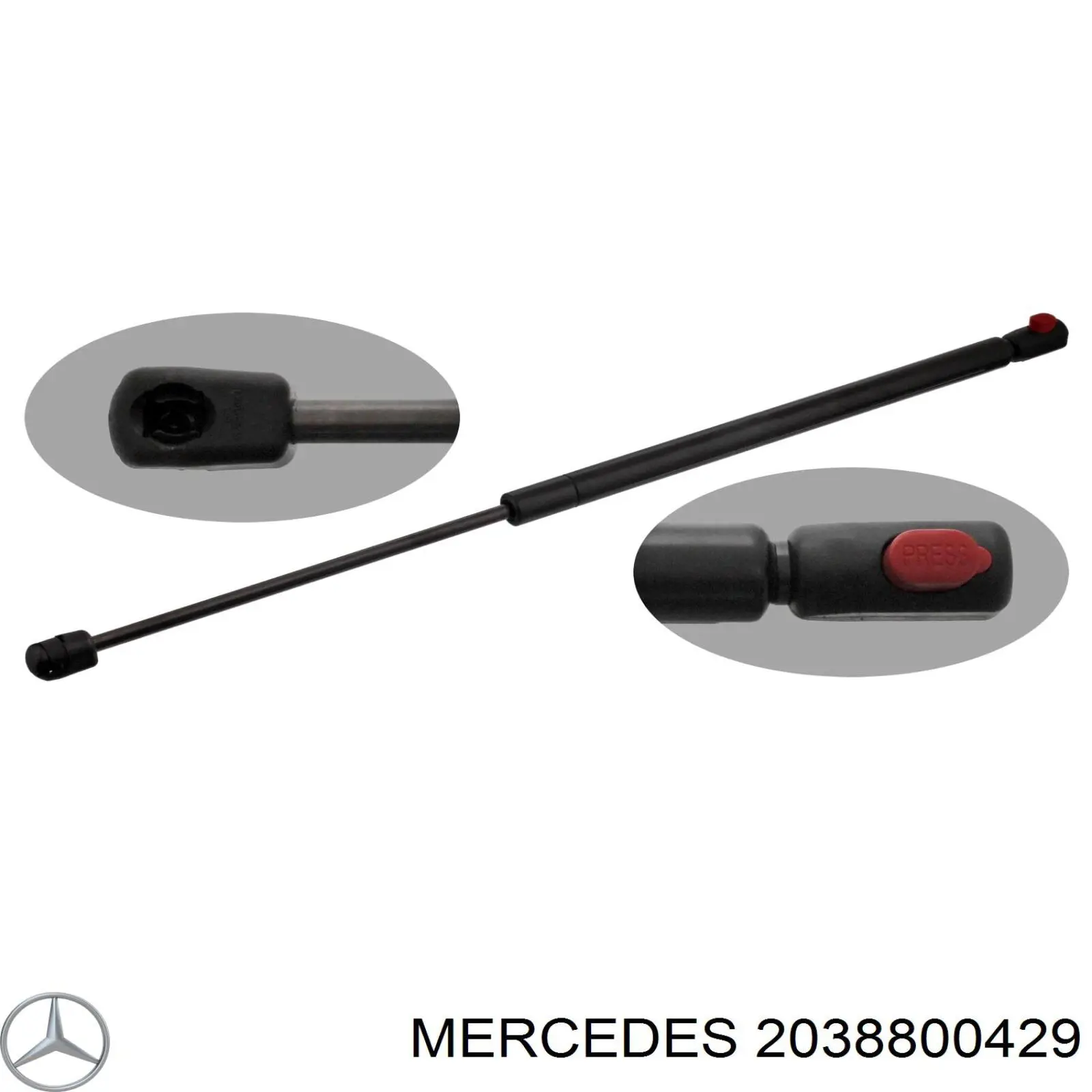 2038800429 Mercedes амортизатор капота лівий