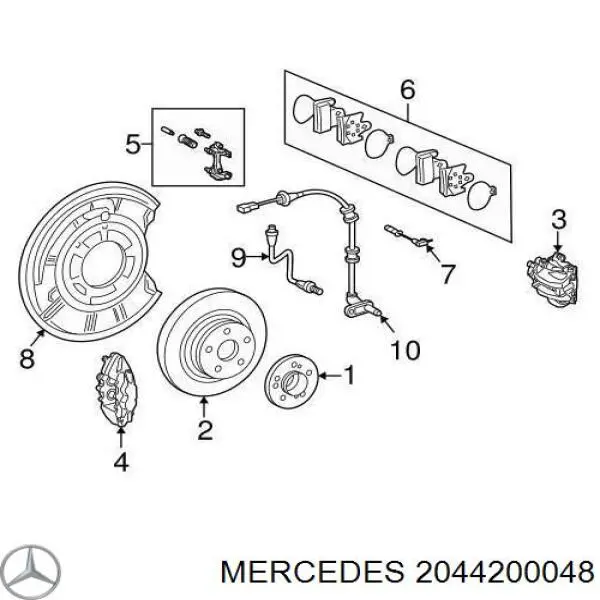 Шланг гальмівний задній A2044200048 Mercedes