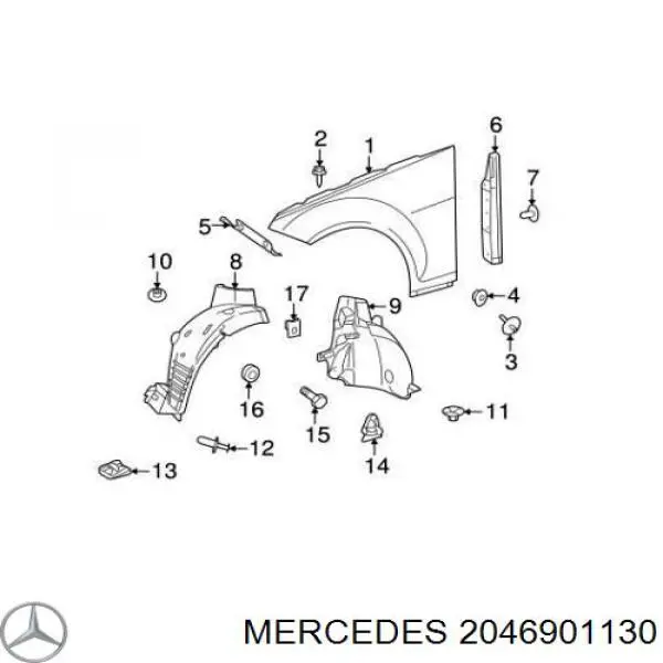  Підкрилок переднього крила, лівий задній Mercedes GLK 