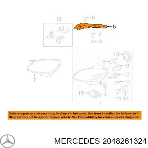Корпус фари лівої на Mercedes C (W204)