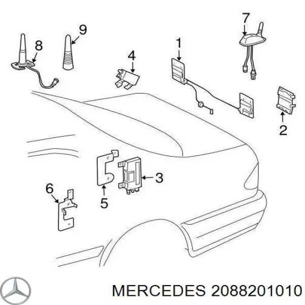 Купити A2088201010 Mercedes Кнопка приводу замка задніх 3/5 дверей (ляди)