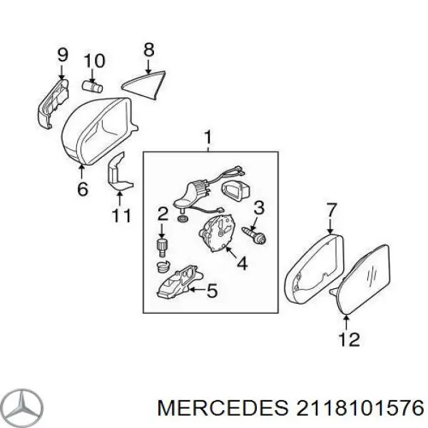 A211810157628 Mercedes Дзеркало заднього виду, ліве