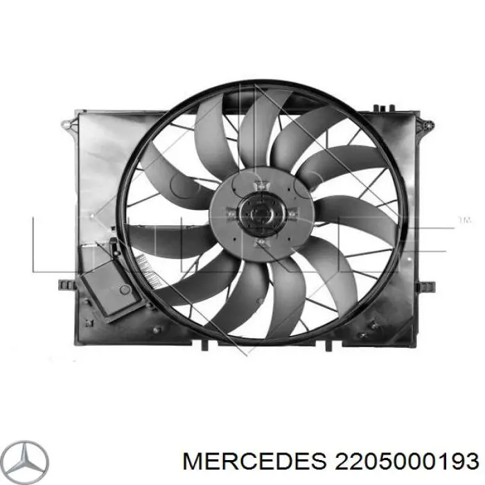 2205000193 Mercedes дифузор радіатора охолодження, в зборі з двигуном і крильчаткою