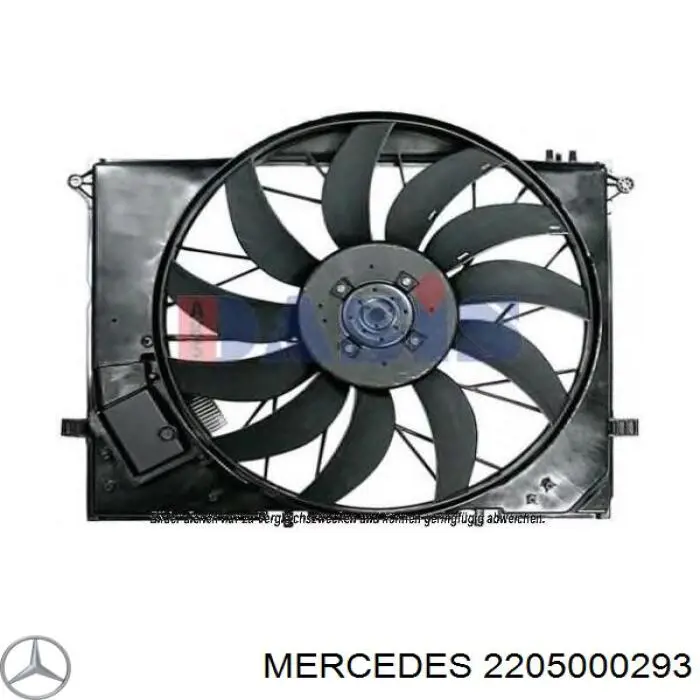 2205000293 Mercedes дифузор радіатора охолодження, в зборі з двигуном і крильчаткою